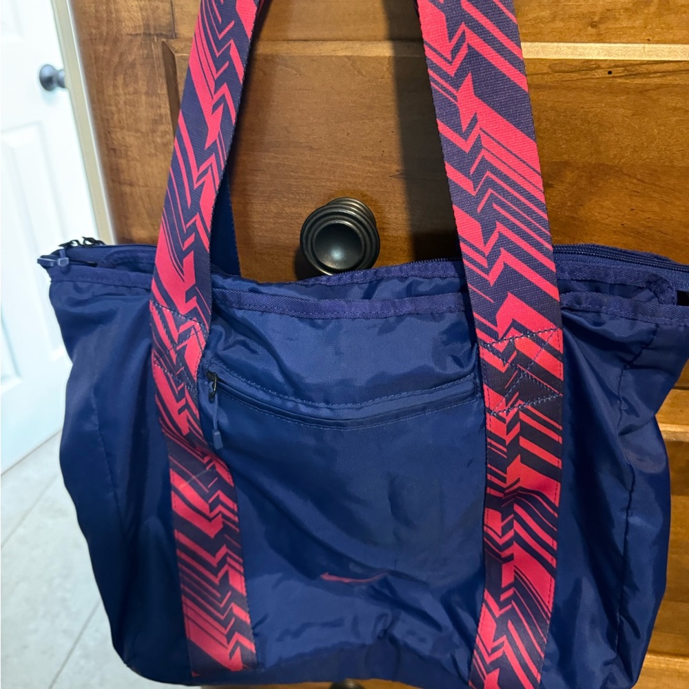 Nike Blue Tote Bag with Pink Accents